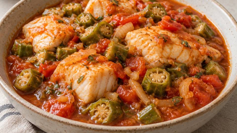 Quiabos com peixe